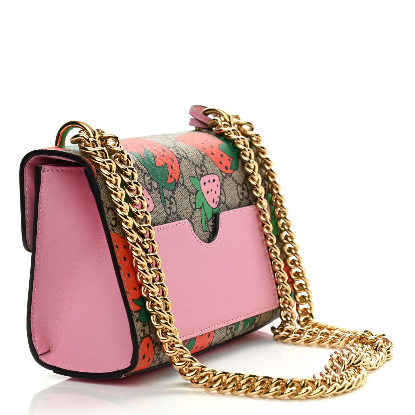 GG Supreme Monogram Strawberry Small Padlock Shoulder Bag