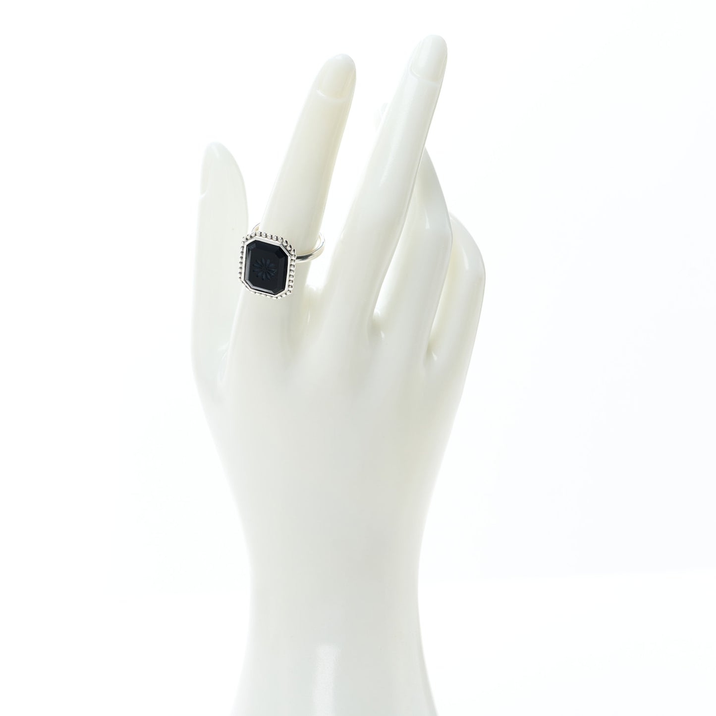 Sterling Silver Black Onyx Ziegfeld Daisy Ring 55 7.25