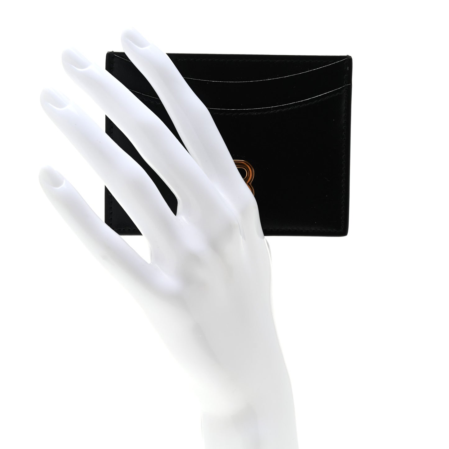 Calfskin Hourglass Card Holder Black