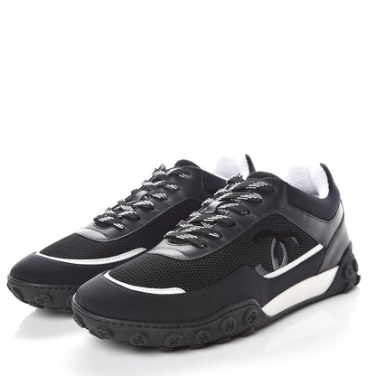 Chanel Calfskin Mesh Lycra Sneakers 39 Black 3 of 8