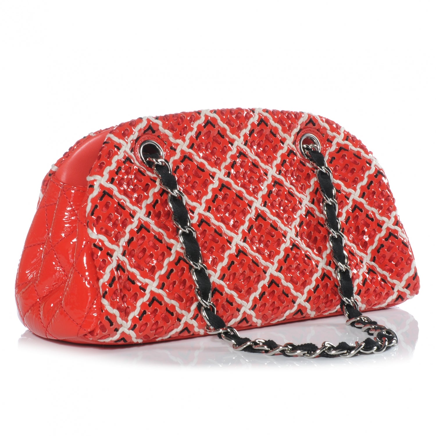 Chanel Patent Hand Embroidered Small Just Mademoiselle Red 3 of 7