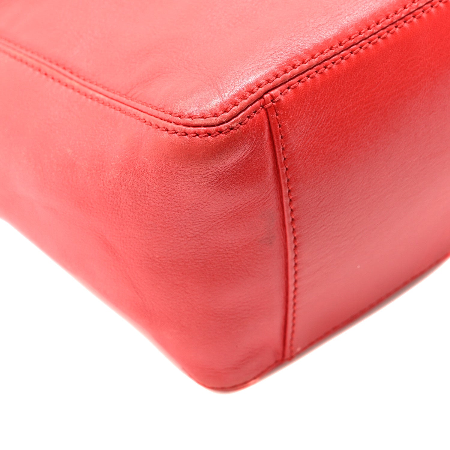 Chanel Lambskin CC Stitched Logo Tote Red 9 of 10