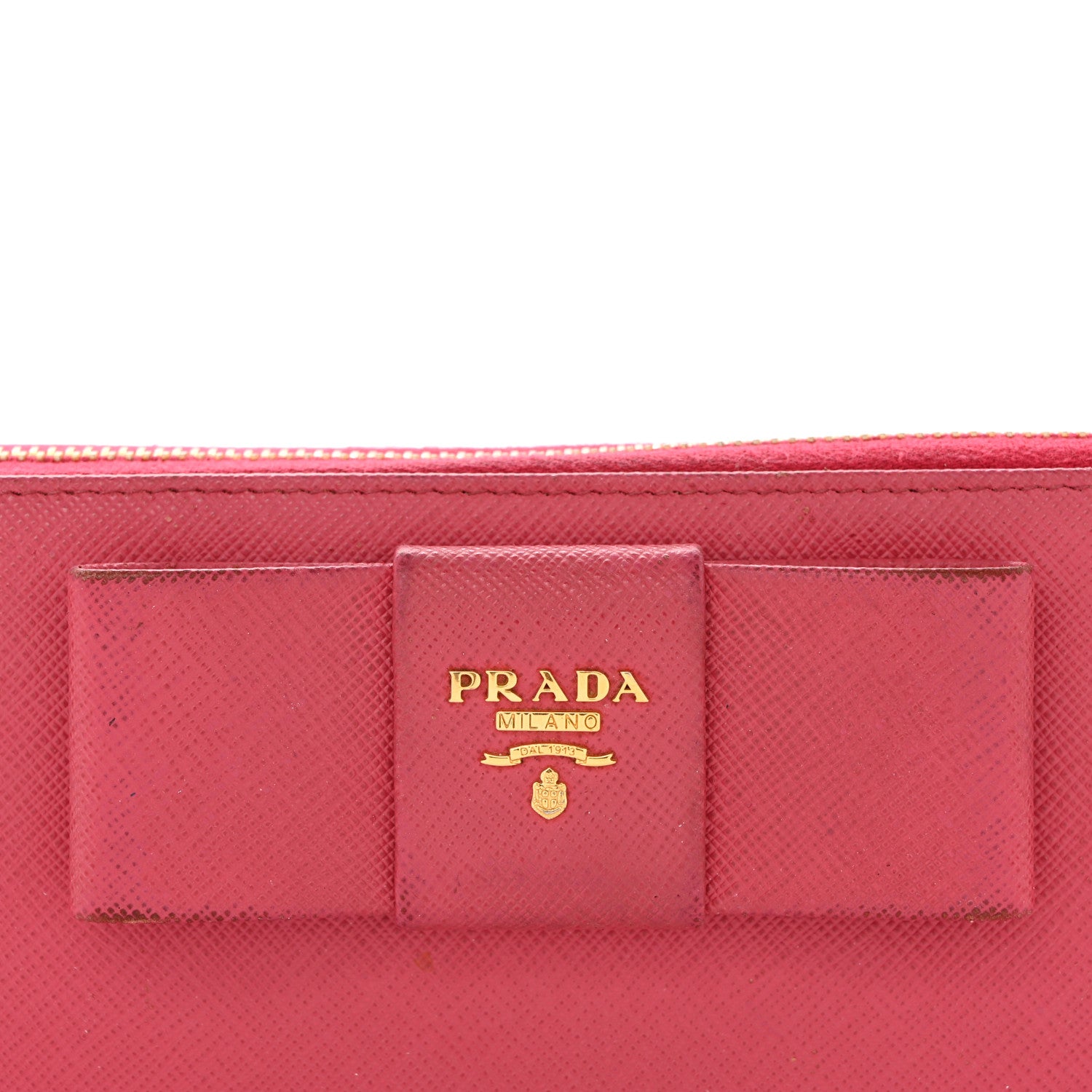 Prada Saffiano Fiocco Bow Zip Around Wallet Peonia 12 of 13