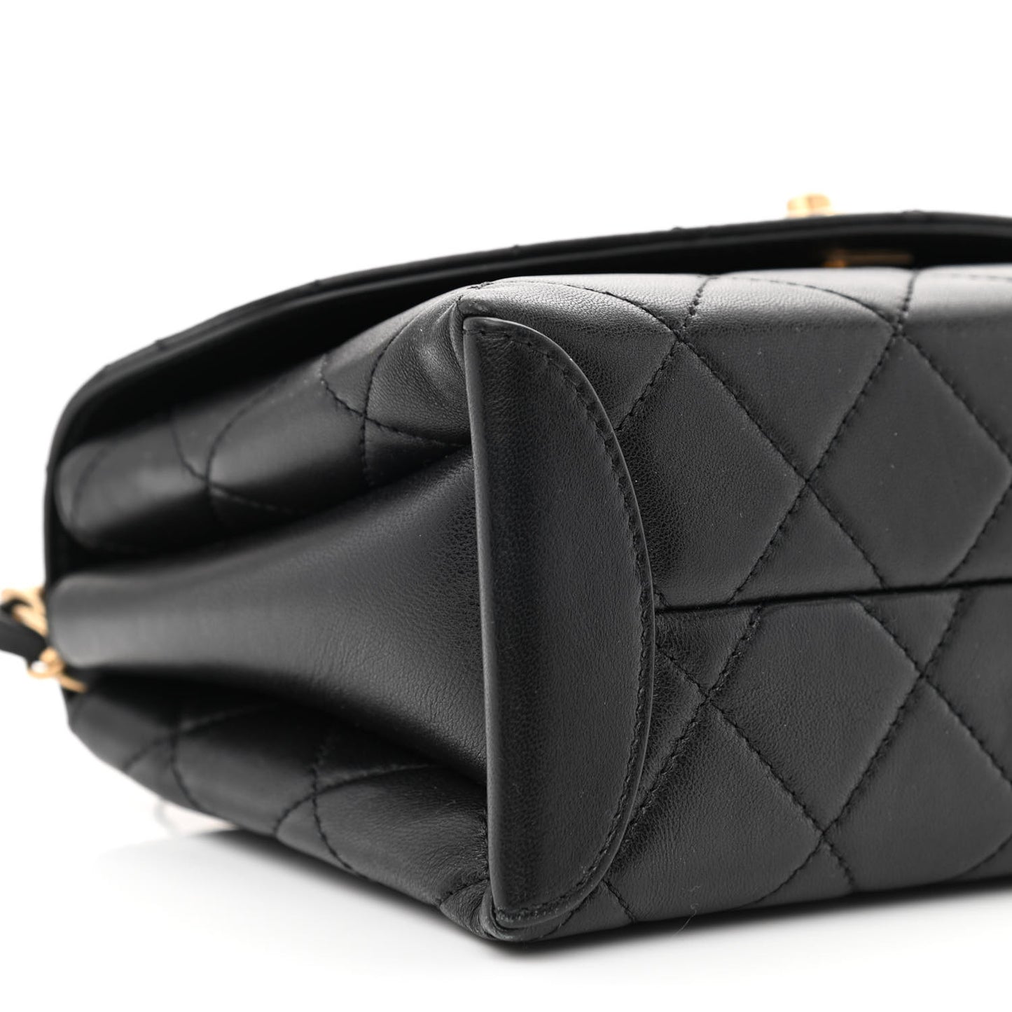 Lambskin Quilted Trendy Spirit Top Handle Flap Black