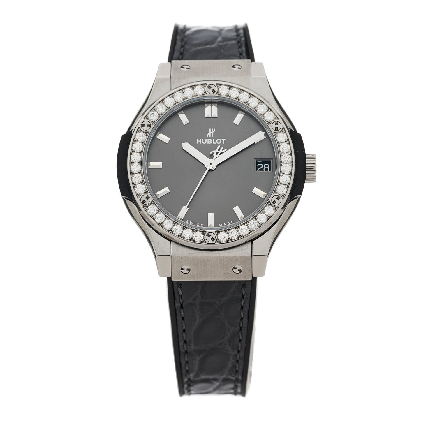 Titanium Alligator Diamond Bezel 33mm Classic Fusion Automatic Watch Grey 581.NX.7071.LR.1104