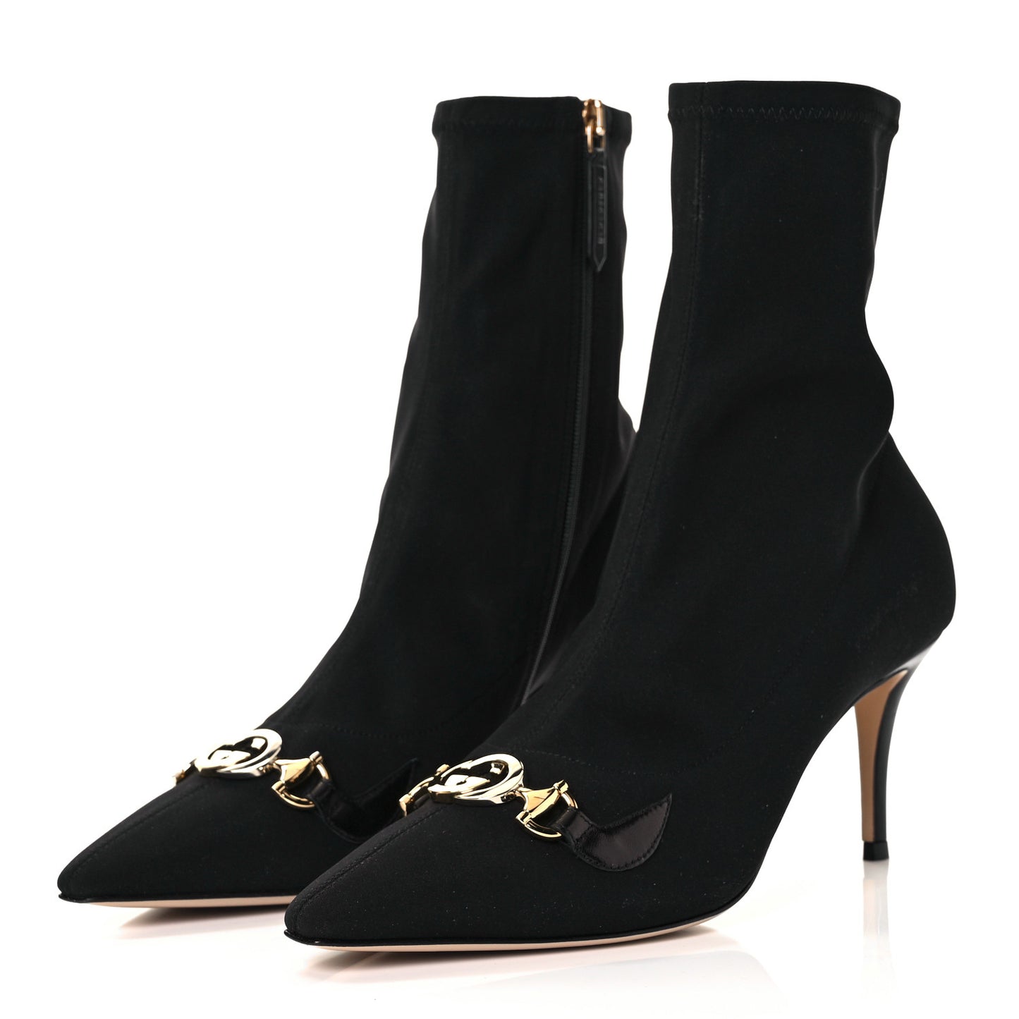 Stretch Fabric Calfskin Zumi Sock Boots 38.5 Black