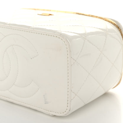 Chanel Patent Enamel Quilted Small Coco Hearts Vanity Case With Chain White 10 of 11