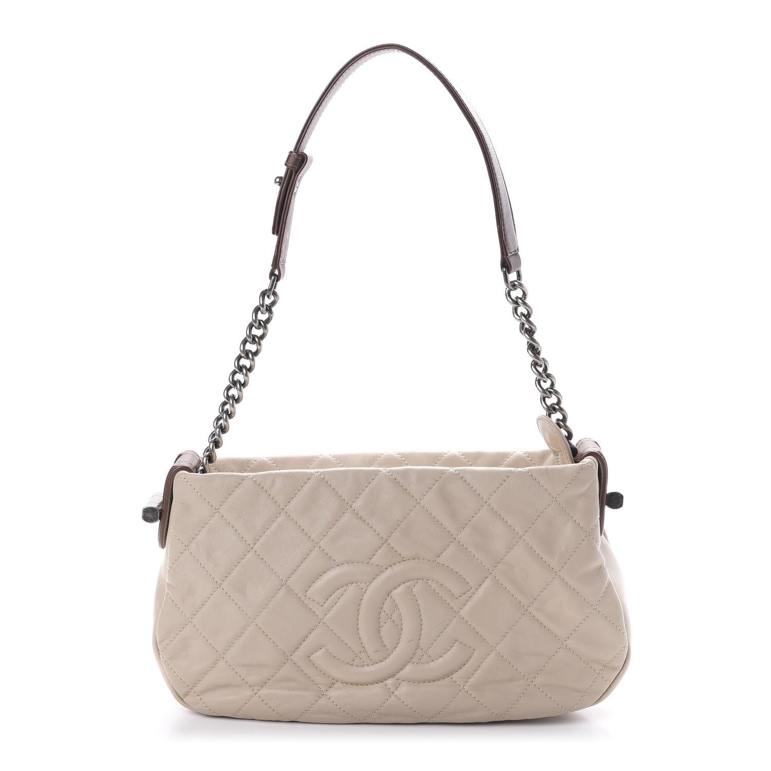 Chanel Calfskin Country Chic Small Shoulder Bag Ecru Brown 1 of 10