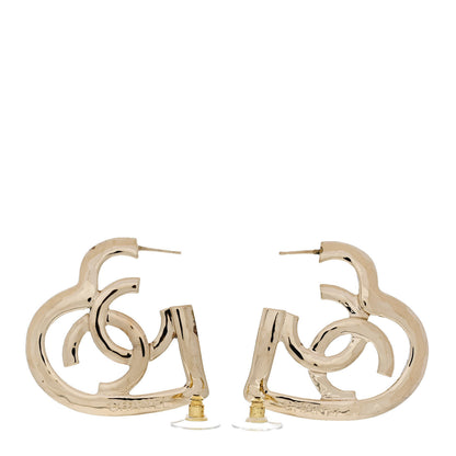 Chanel Metal CC Heart Coco In Love Hoop Earrings Gold 3 of 4