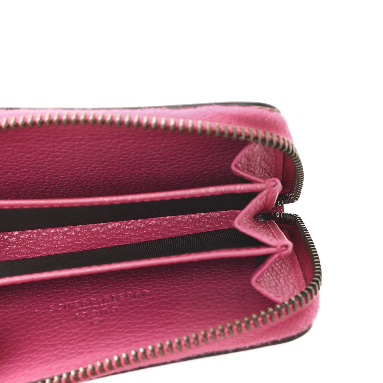Gucci Grained Calfskin Logo Zip Around Card Case Box Pink Green
