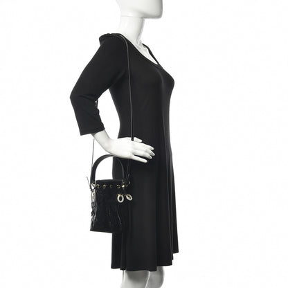 Fendi Vitello Vernice Mou F is Fendi Karligraphy Embossed Mini Mon Tresor Bucket Bag Black 2 of 8
