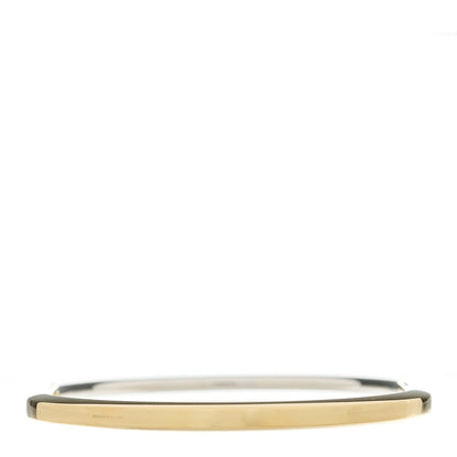 Tiffany 18K Yellow White Gold Lock Narrow Bangle Bracelet 4 of 6