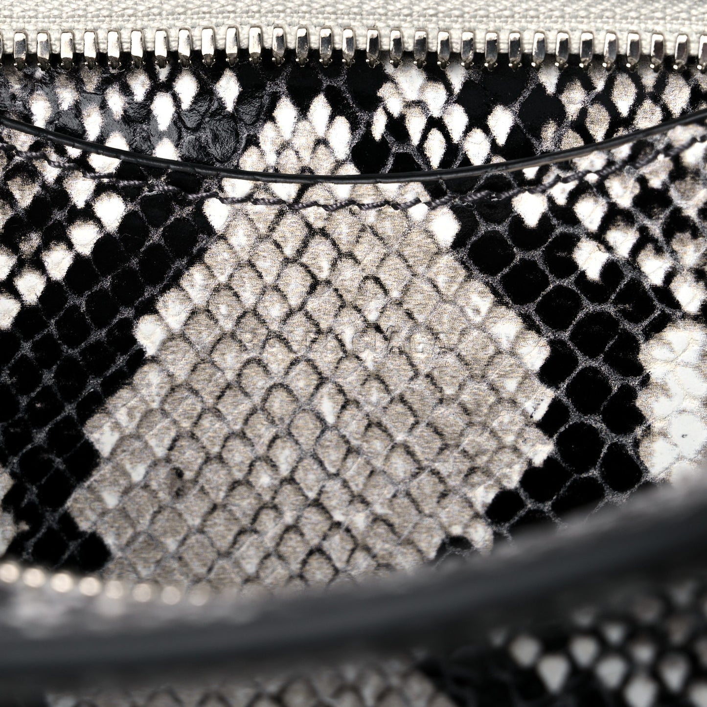 Grained Calfskin Snake Effect Neo Classic Silver Hardware Mini City Black White
