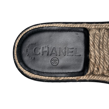 Chanel Lambskin Quilted CC Espadrille Slip On Sandals 39 Black 8 of 11