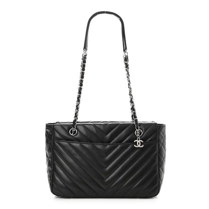 Chanel Lambskin Surpique Chevron Small Tote Black 1 of 10