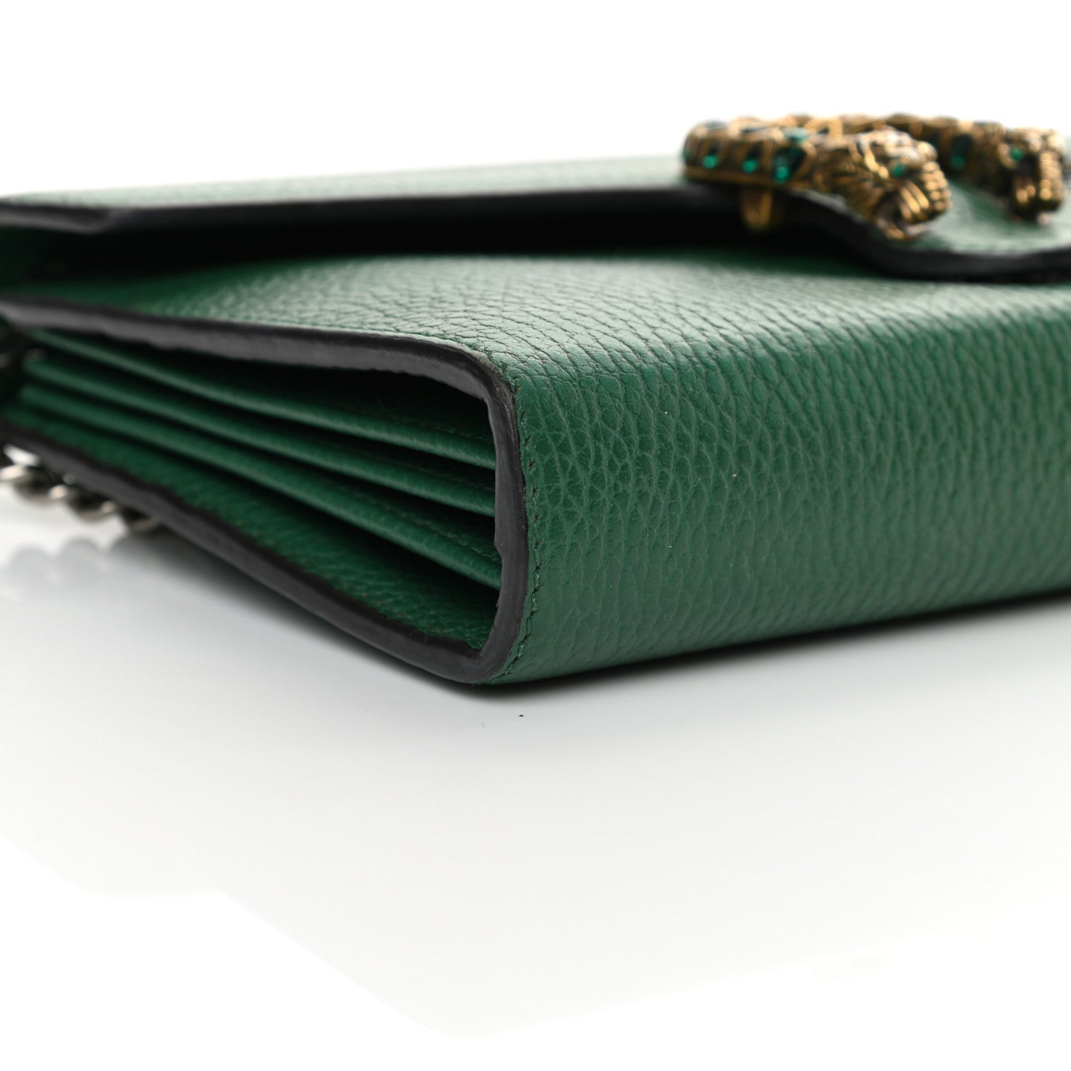 Gucci Calfskin Mini Dionysus Chain Wallet Emerald 9 of 16