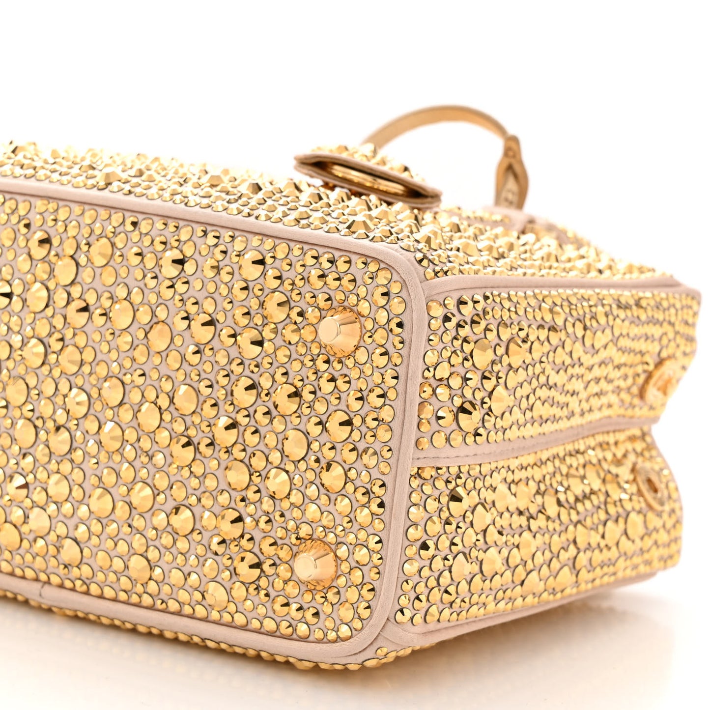 Satin Crystal Mini Galleria Double Zip Tote Platino