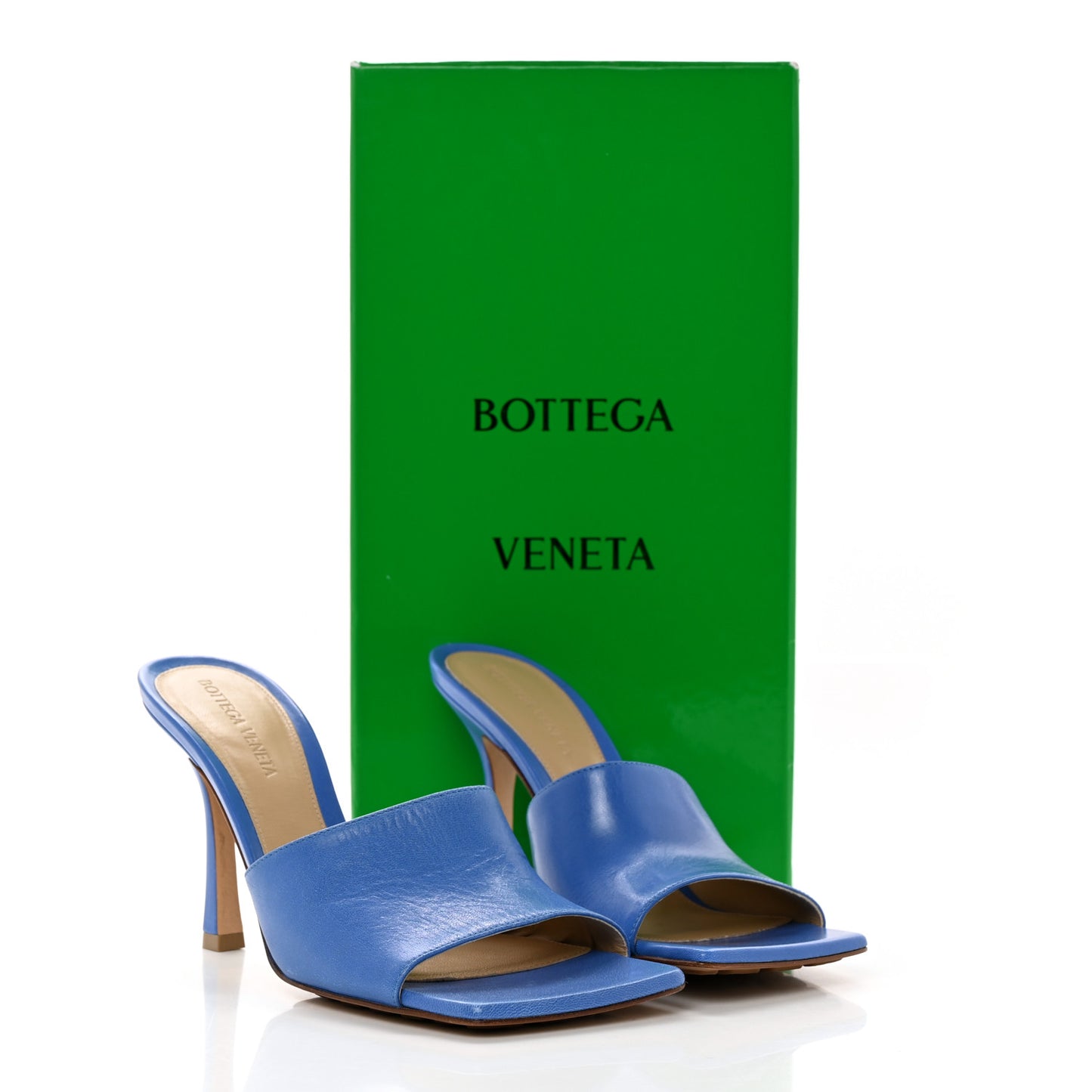 Lambskin Stretch Mule Sandals 37 Aquarium