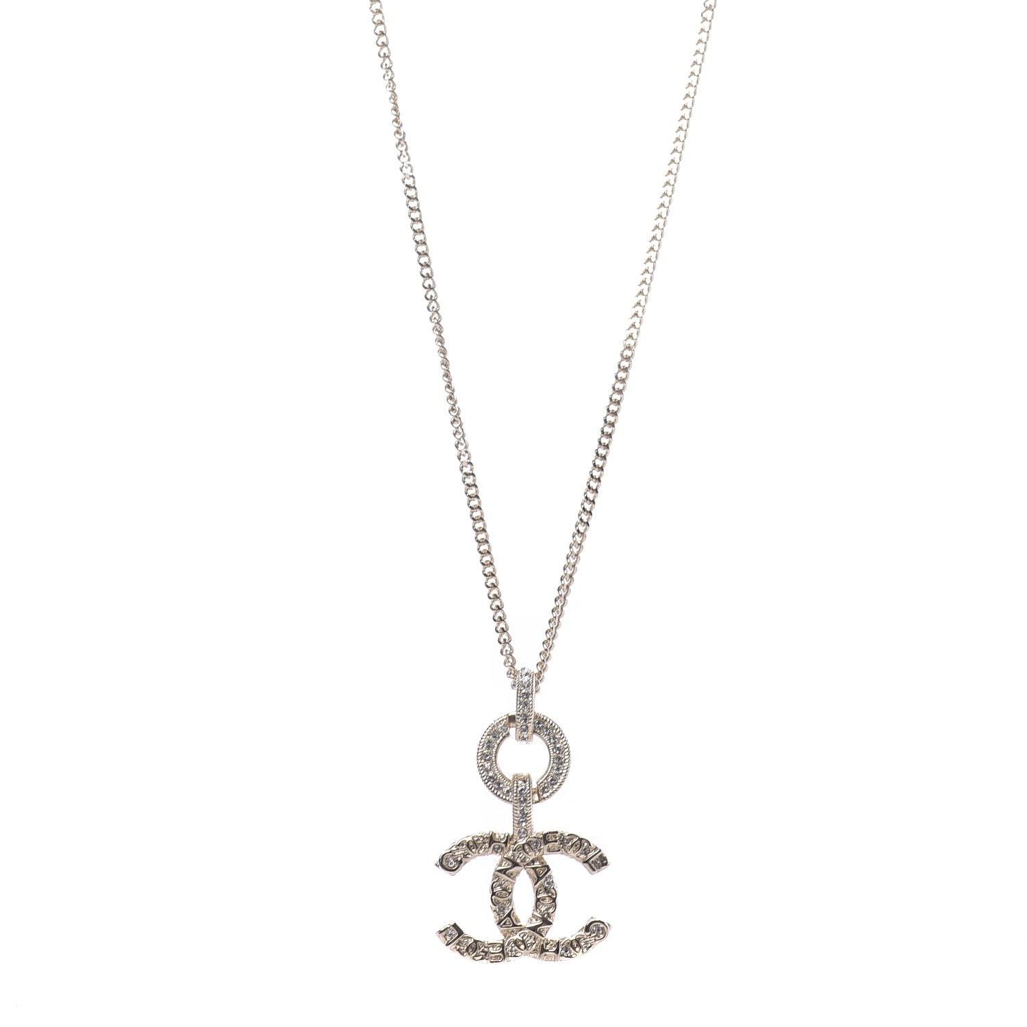 Chanel Crystal CC Logo Pendant Necklace Gold 1 of 6