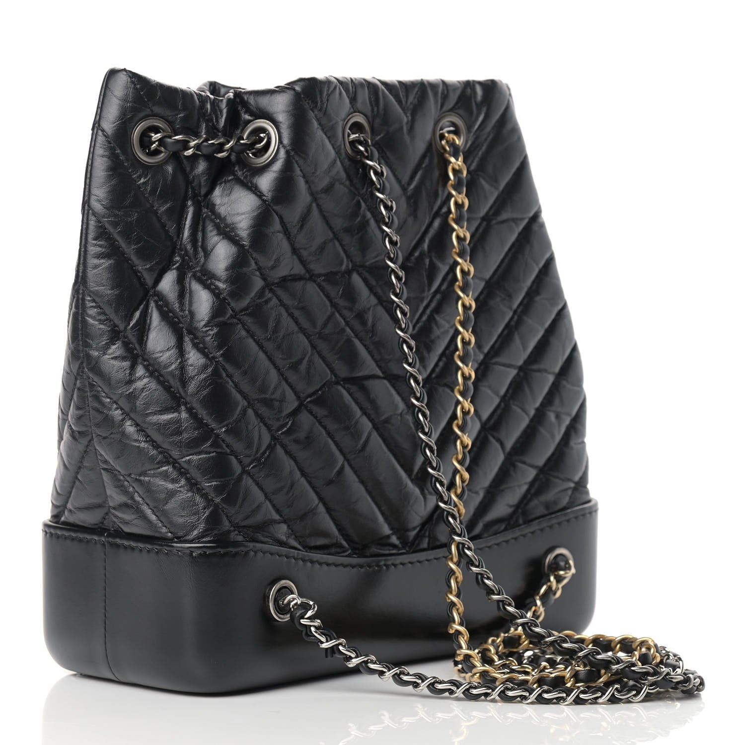 Chanel Aged Calfskin Chevron Quilted Small Gabrielle Backpack Black 3 of 12