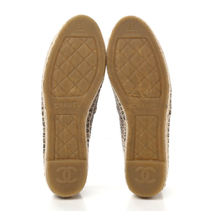 Chanel Tweed Grosgrain CC Espadrilles 36 Gold Beige Black 5 of 8