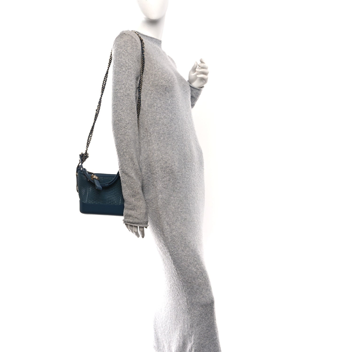 Chanel Snakeskin Small Gabrielle Hobo Blue 2 of 10