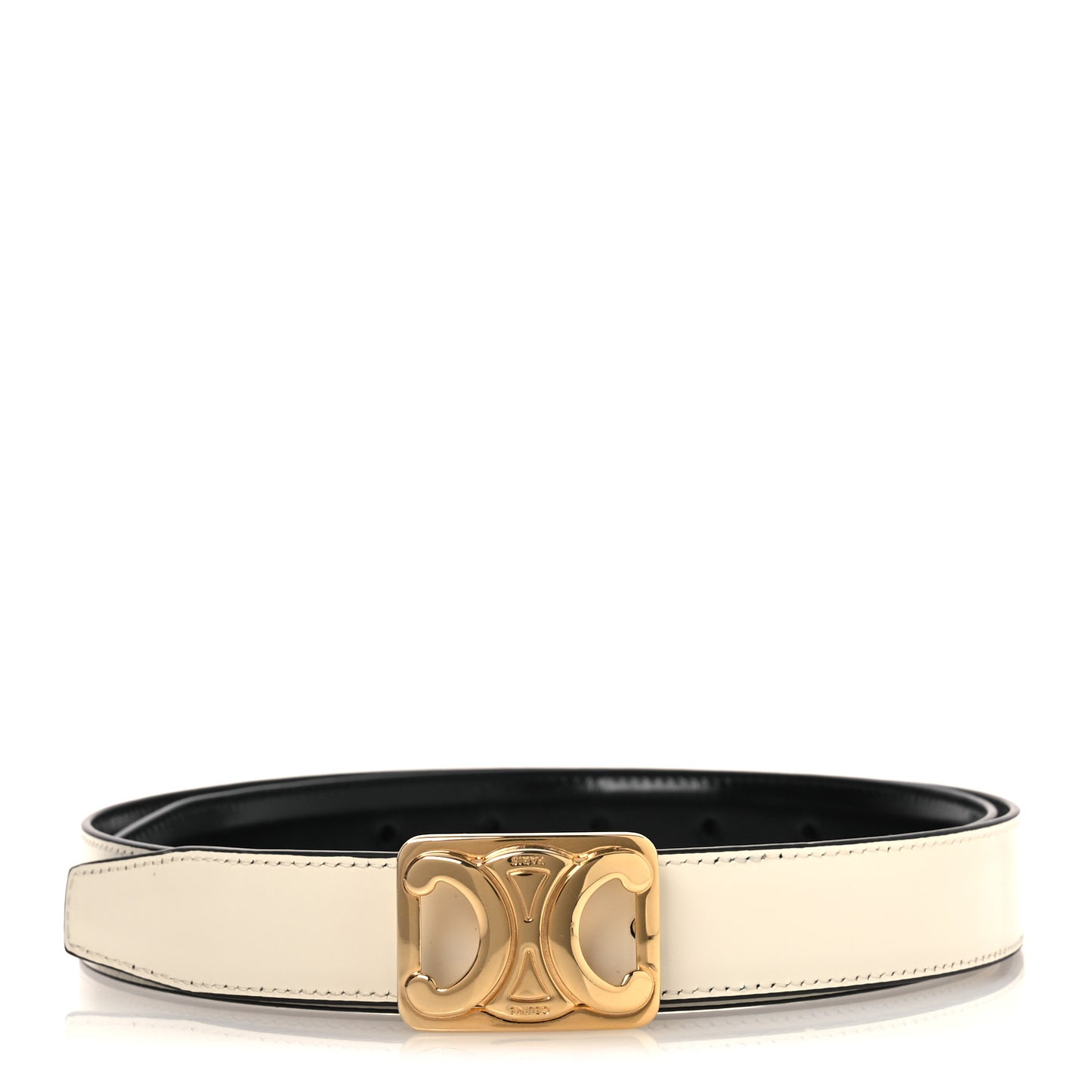 Box Calfskin Reversible Triomphe 80 32 Belt Black White