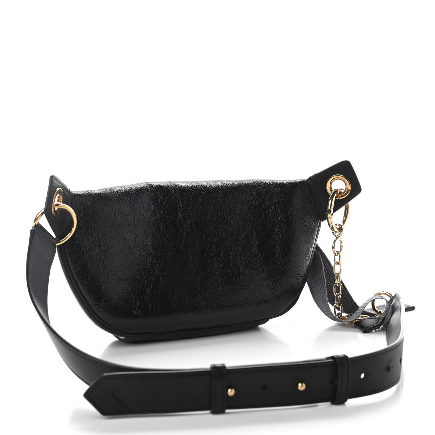 Crackle Calfskin ID Belt Bag Black