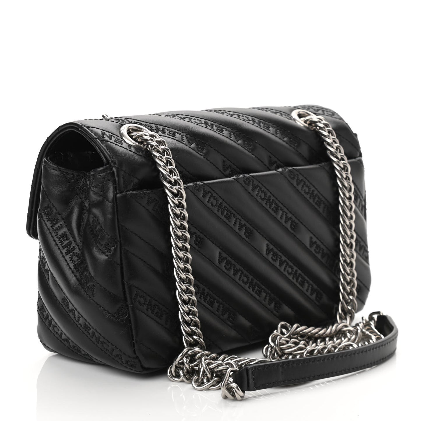 Calfskin Logo Matelasse S BB Round Shoulder Bag Black