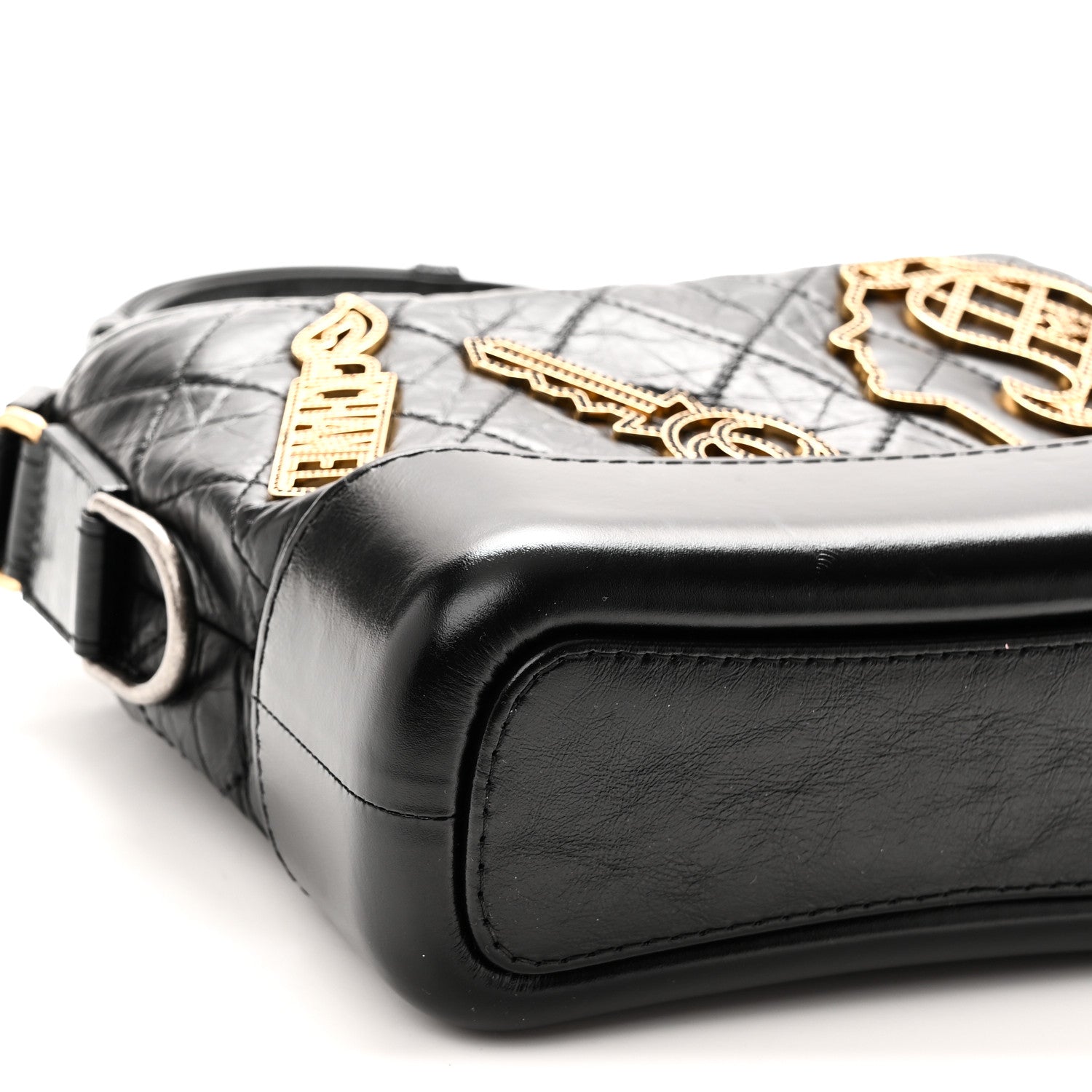 Chanel Aged Calfskin Quilted Charms Small Gabrielle Hobo Black 9 of 10