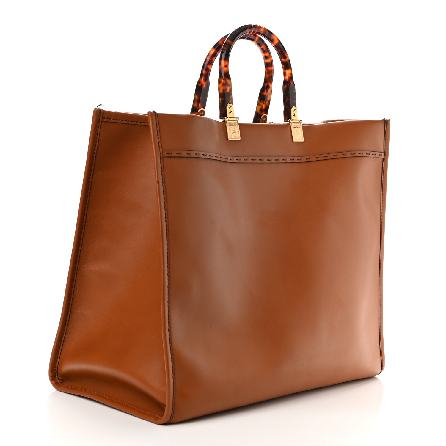 Fendi Vitello King Plexiglass Large Fendi Sunshine Shopper Tote Cuoio 3 of 13