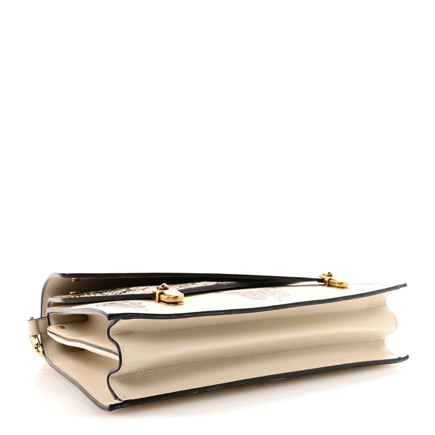 Calfskin Snakeskin Studded Medium Ottilia Top Handle Bag White