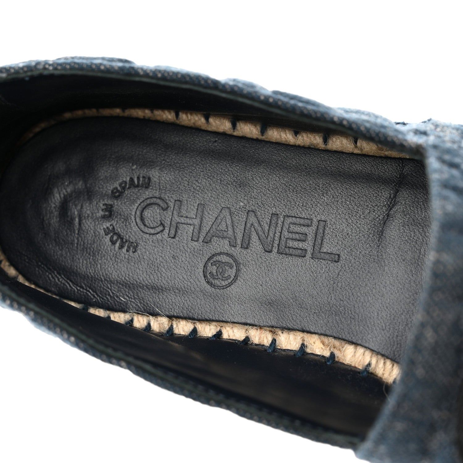 Chanel Denim Toile Embossed CC Espadrilles 39 Blue Black 7 of 8