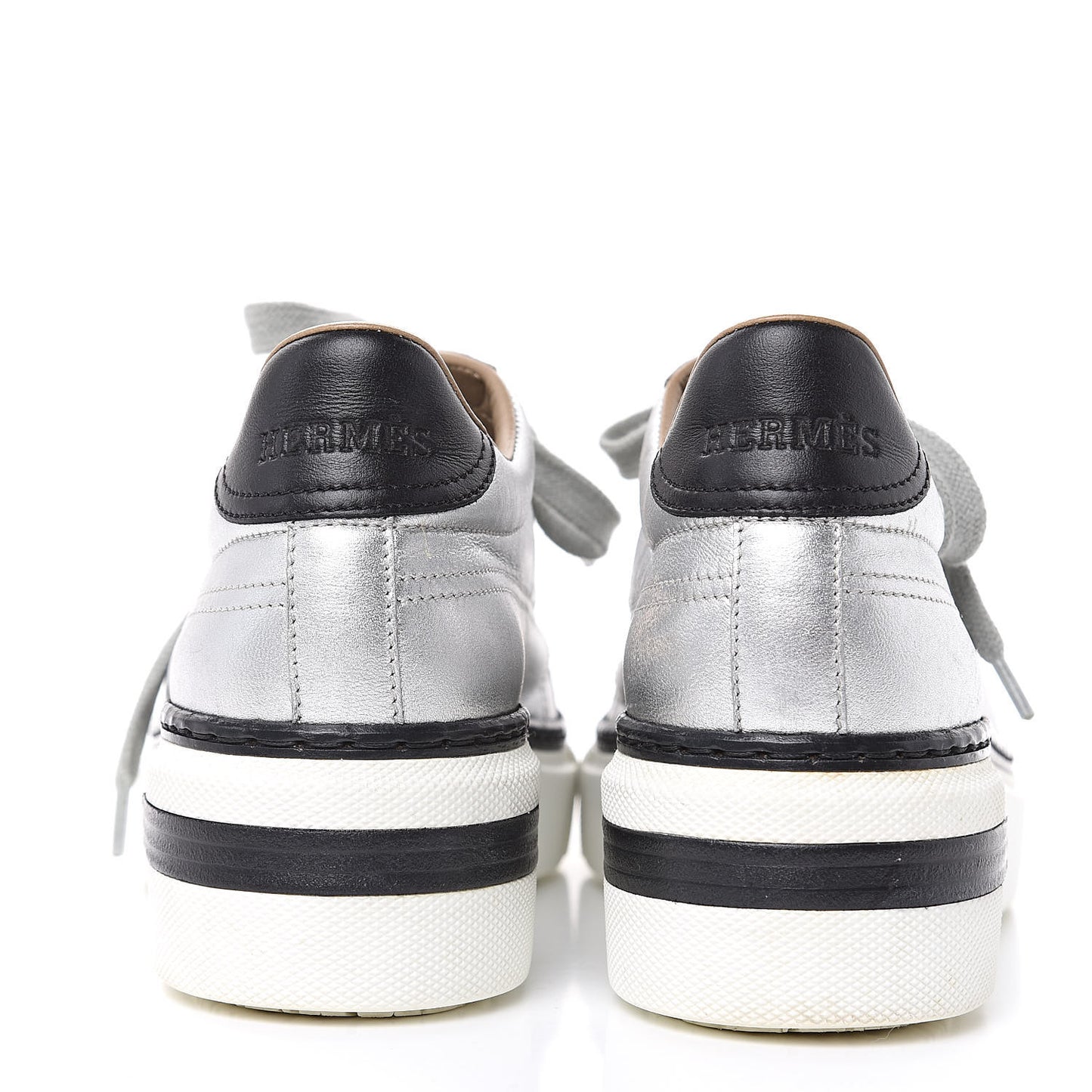 Metallic Nappa Polo Sneakers 35.5 Argent Black