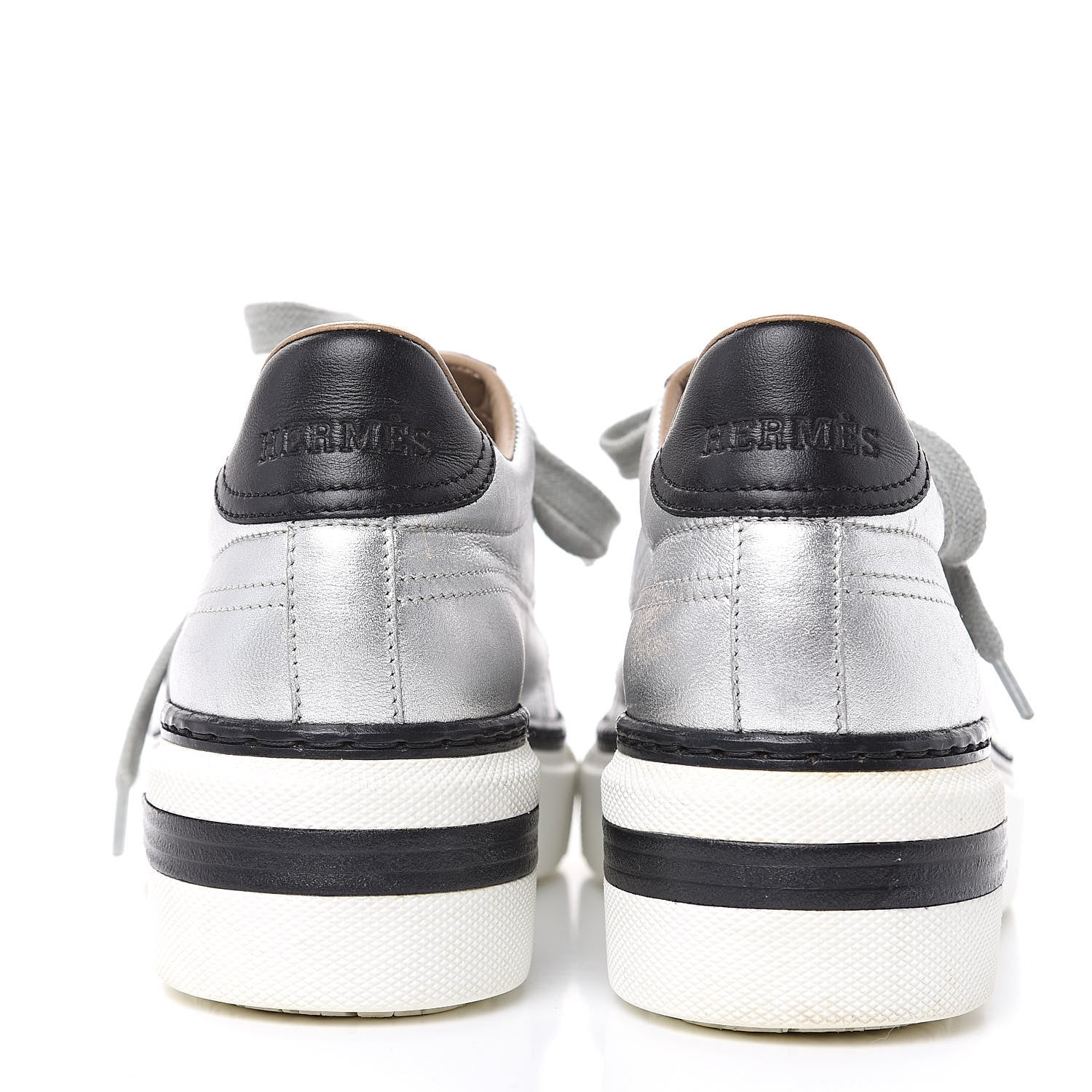 Hermes Metallic Nappa Polo Sneakers 35.5 Argent Black 5 of 14
