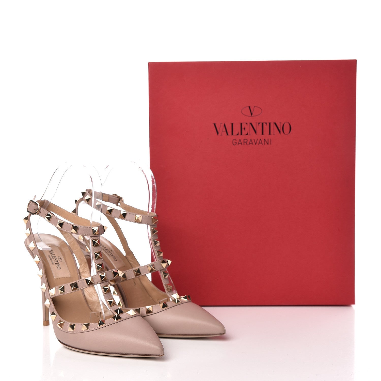 Valentino Garavani Nappa Rockstud Ankle Strap Pumps 36.5 Poudre 20 of 20