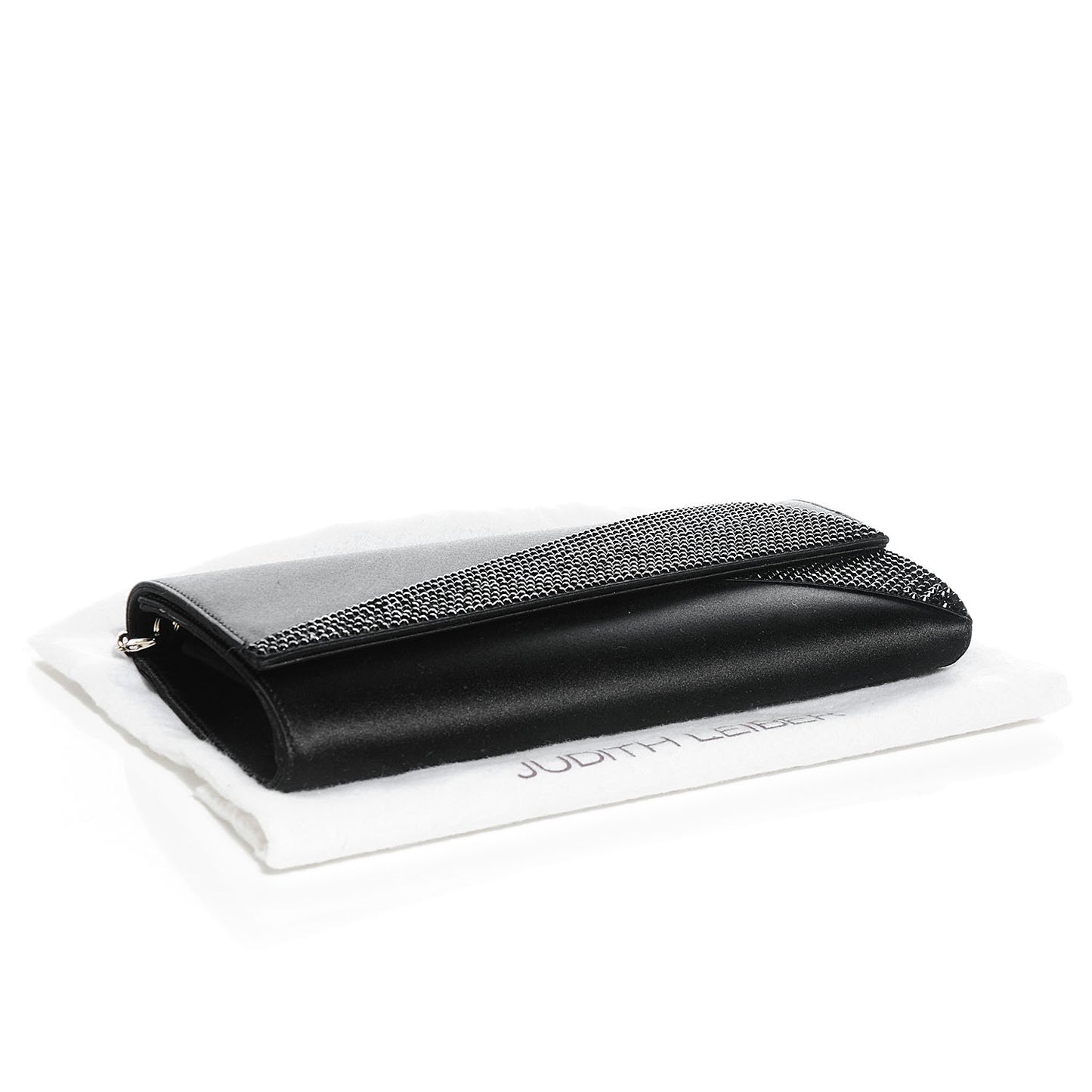 Crystal Satin Soft Clutch Black