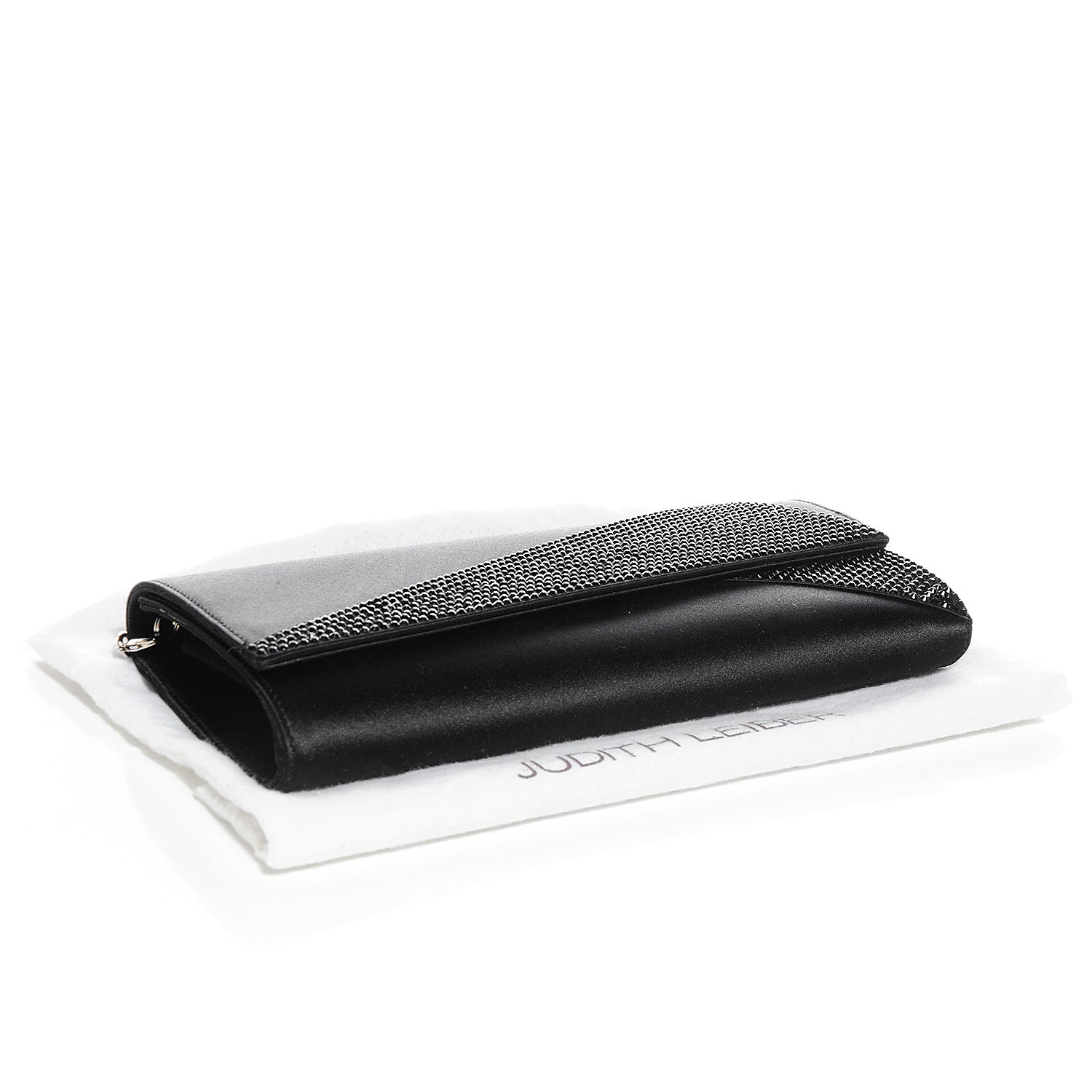 Judith Leiber Crystal Satin Soft Clutch Black 4 of 6