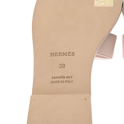 Hermes Box Calfskin Oran Sandals 39 Rose Pale 6 of 8