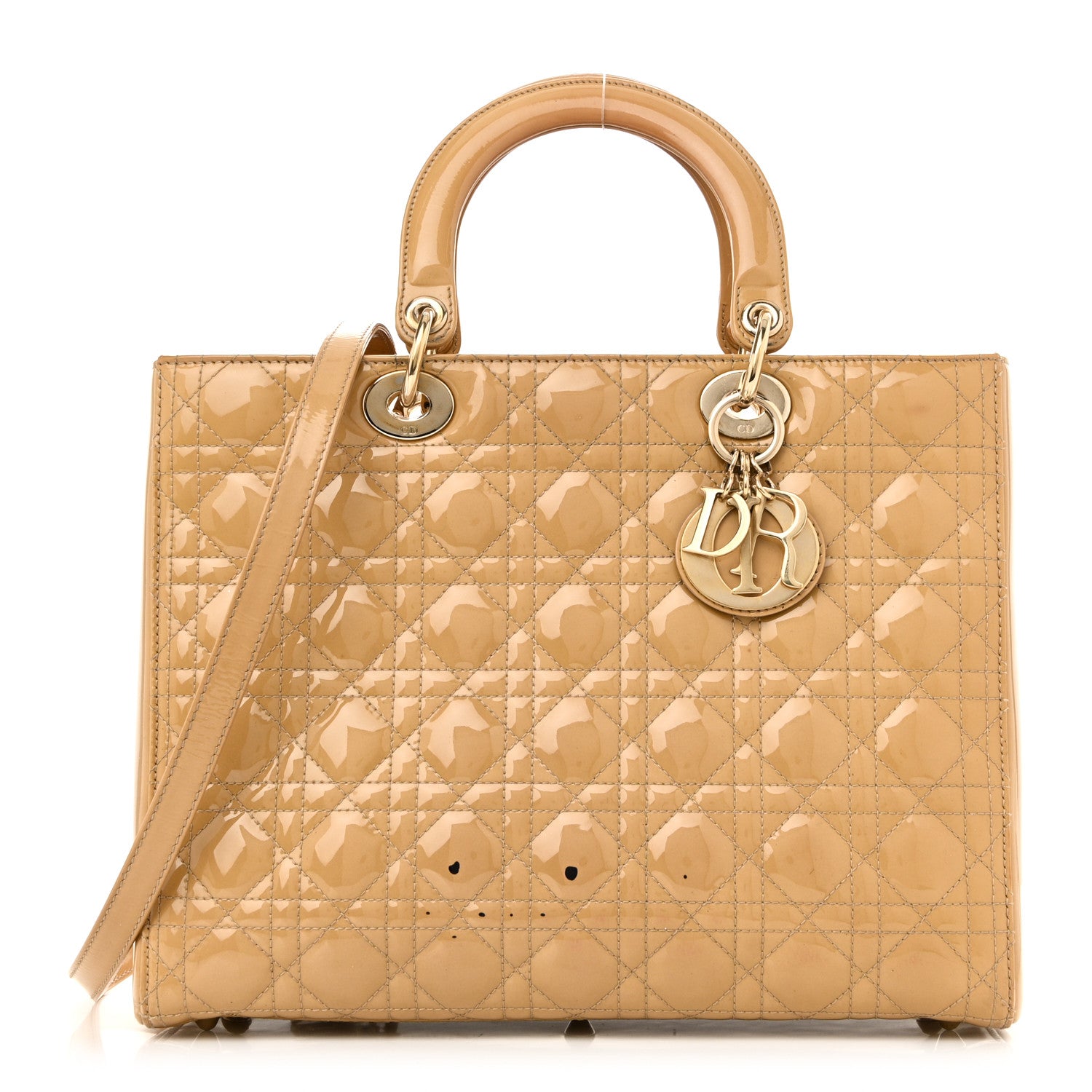 Christian Dior Patent Cannage Large Lady Dior Dark Beige 1 of 12