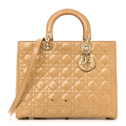 Christian Dior Patent Cannage Large Lady Dior Dark Beige 1 of 12