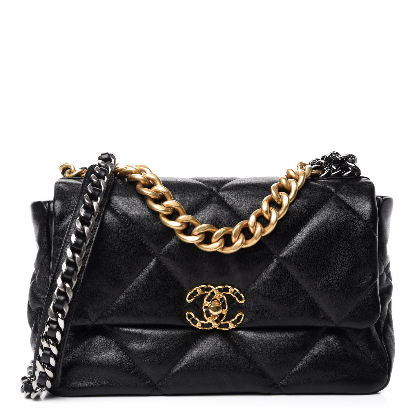 Lambskin Quilted Large 19 Flap Black