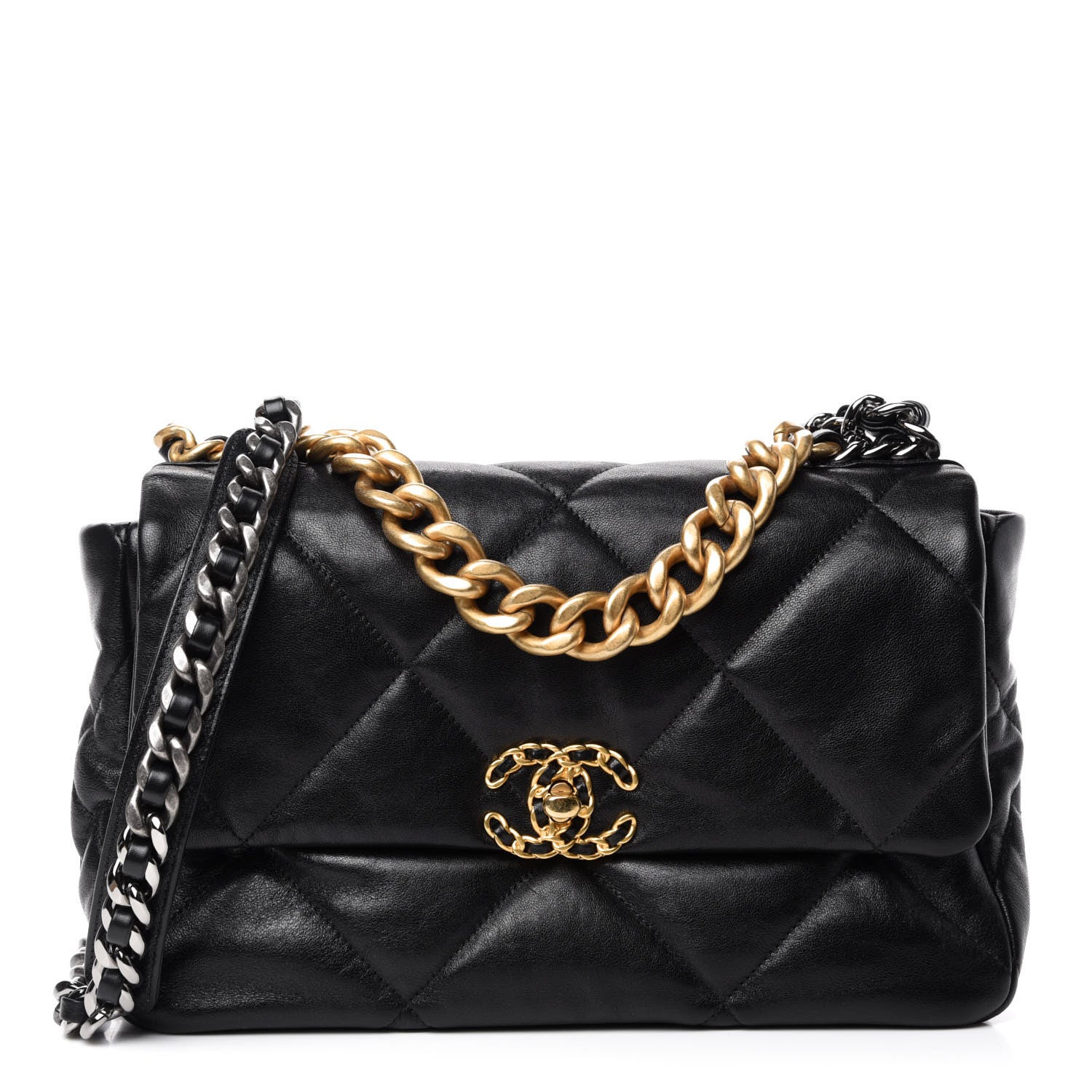 Chanel Lambskin Quilted Large 19 Flap Black 1 of 10
