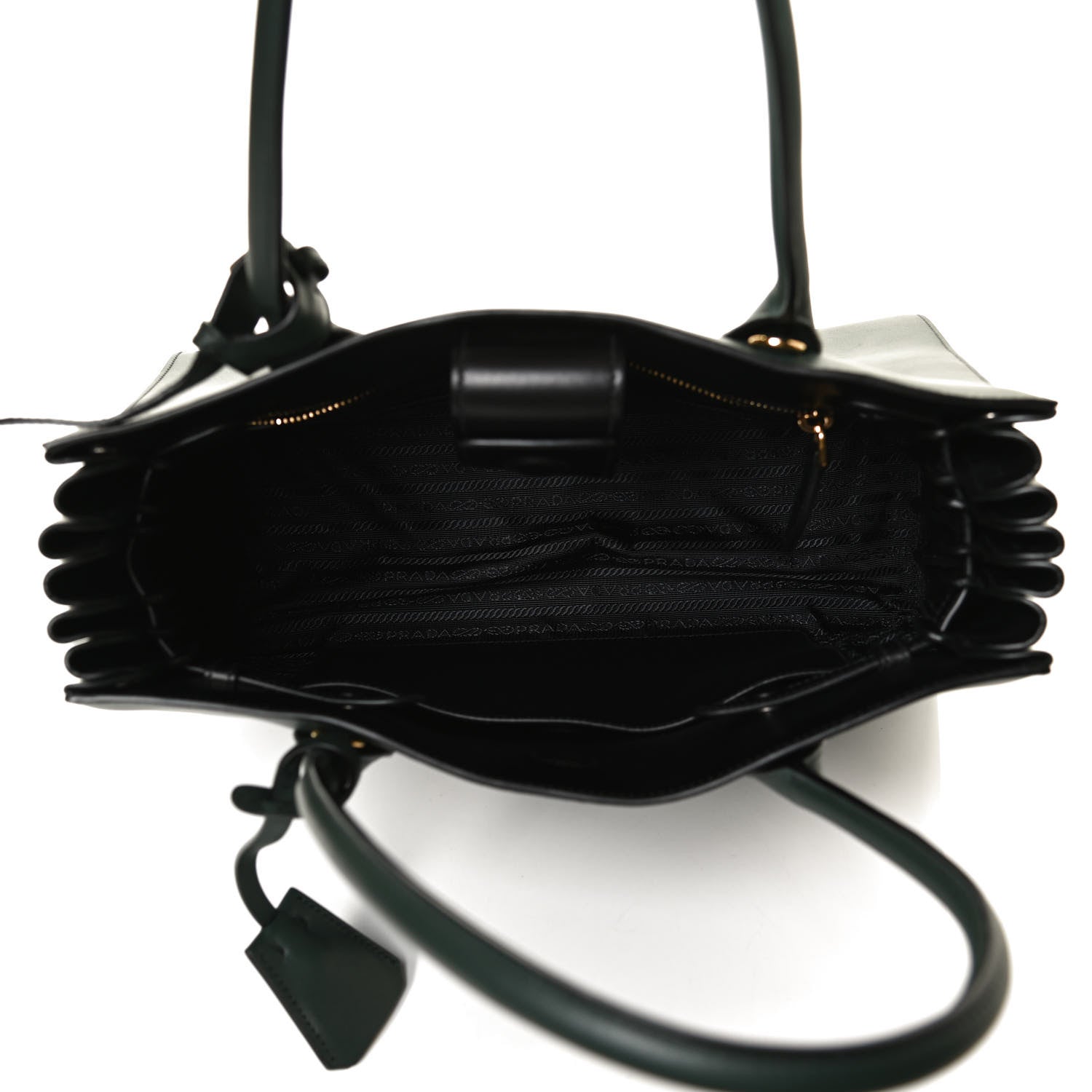 Prada City Calfskin Medium Colorblock Bibliothèque Tote Green Black 7 of 11