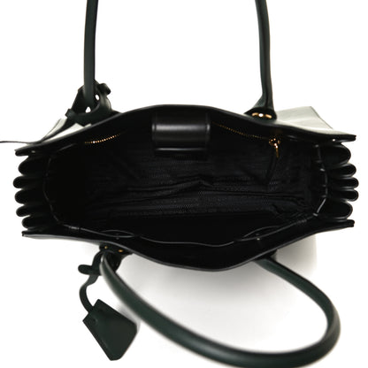 Prada City Calfskin Medium Colorblock Bibliothèque Tote Green Black 7 of 11