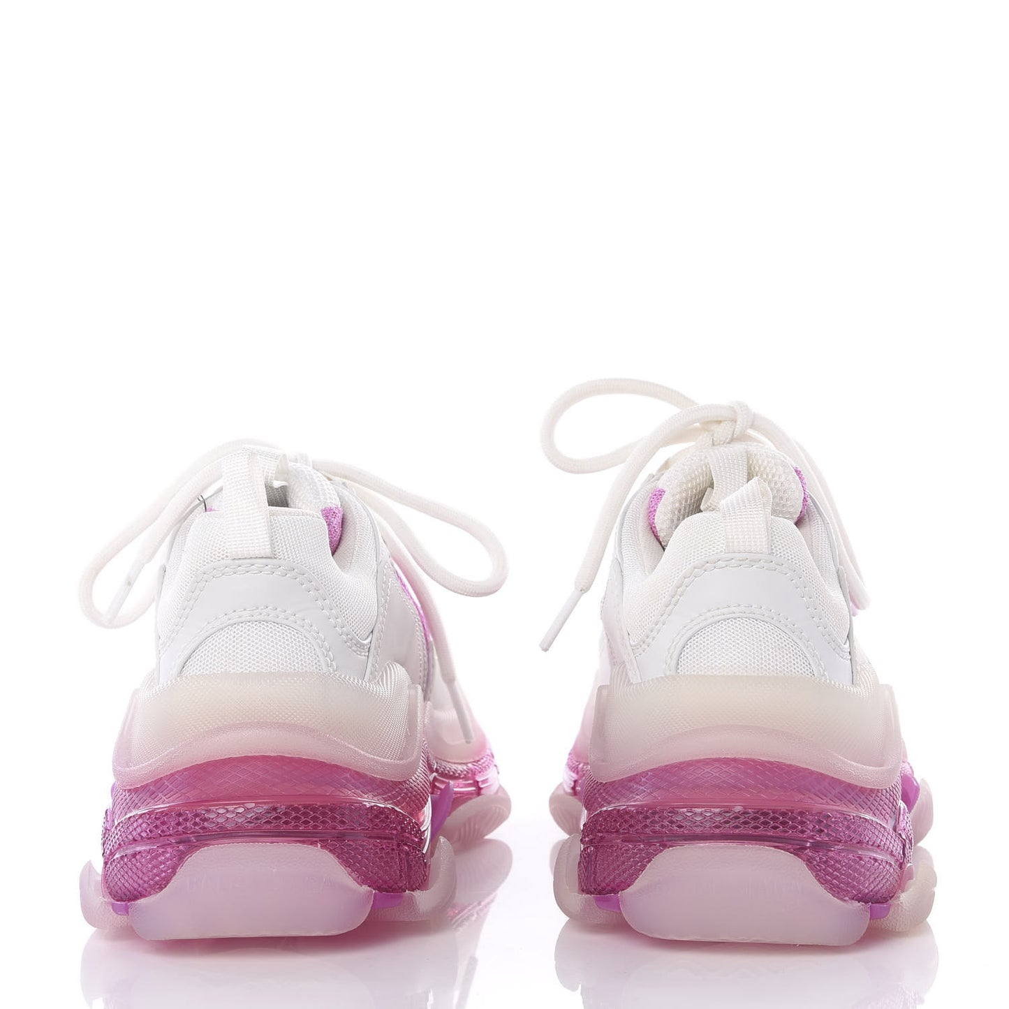Fabric Mesh Clear Sole Womens Triple S Sneakers 35 White Pink