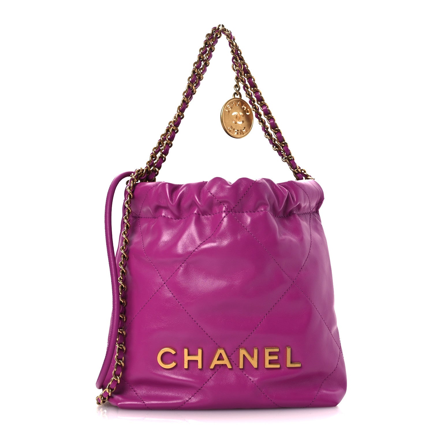 Chanel Shiny Calfskin Quilted Mini Chanel 22 Purple 1 of 11