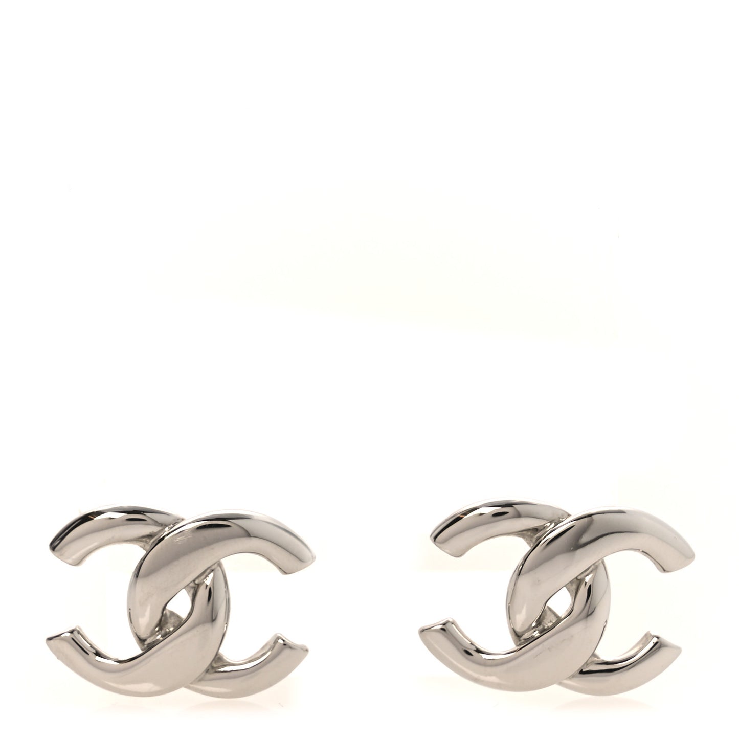 Metal CC Earrings  Silver