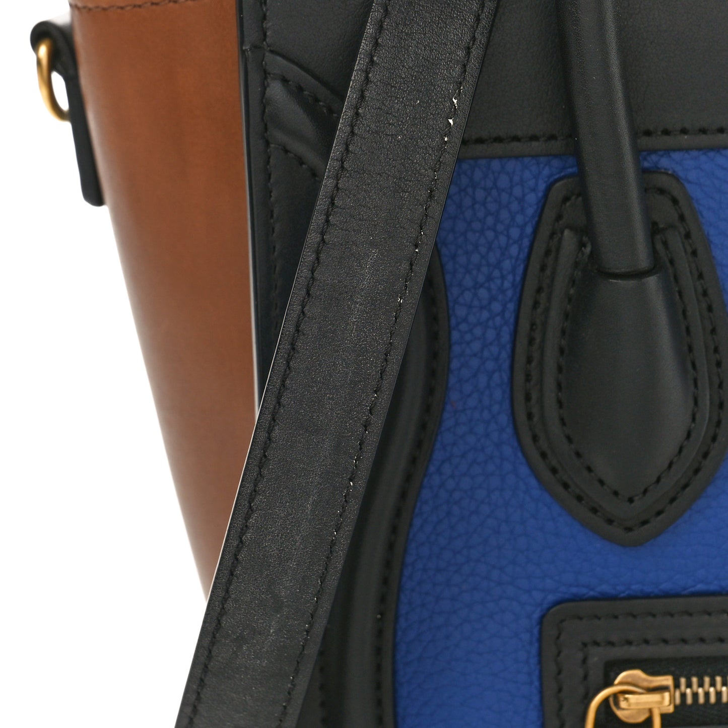 Smooth Drummed Calfskin Nano Tri-Color Luggage Indigo