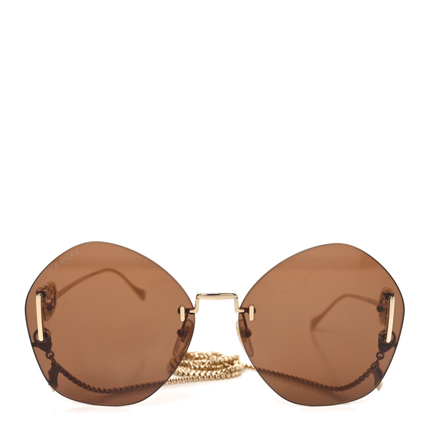 Gucci Metal Round Chain Sunglasses GG1203S Gold 2 of 7
